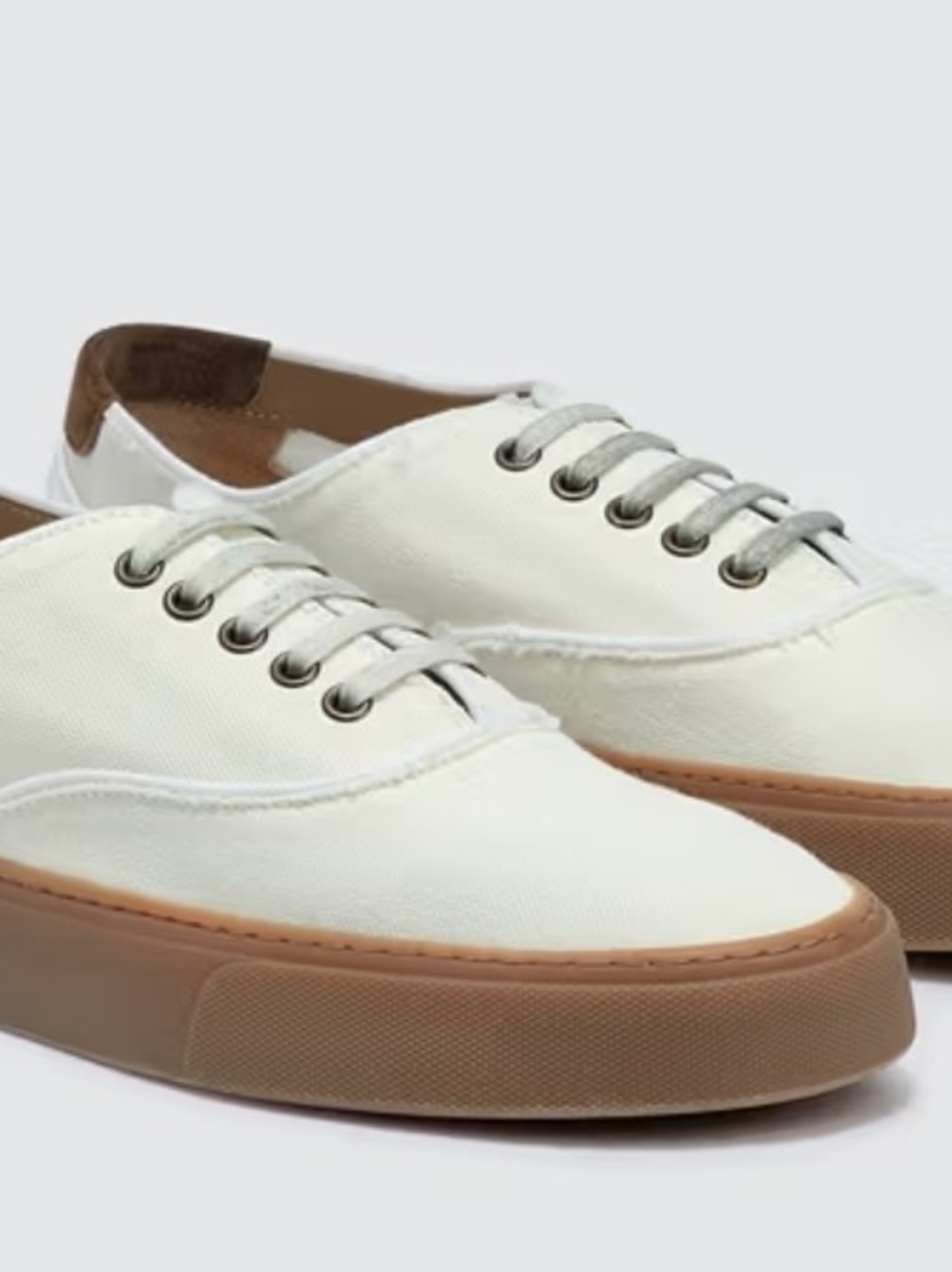Yves Saint Laurent White Canvas Sneakers with Brown Gum Sole